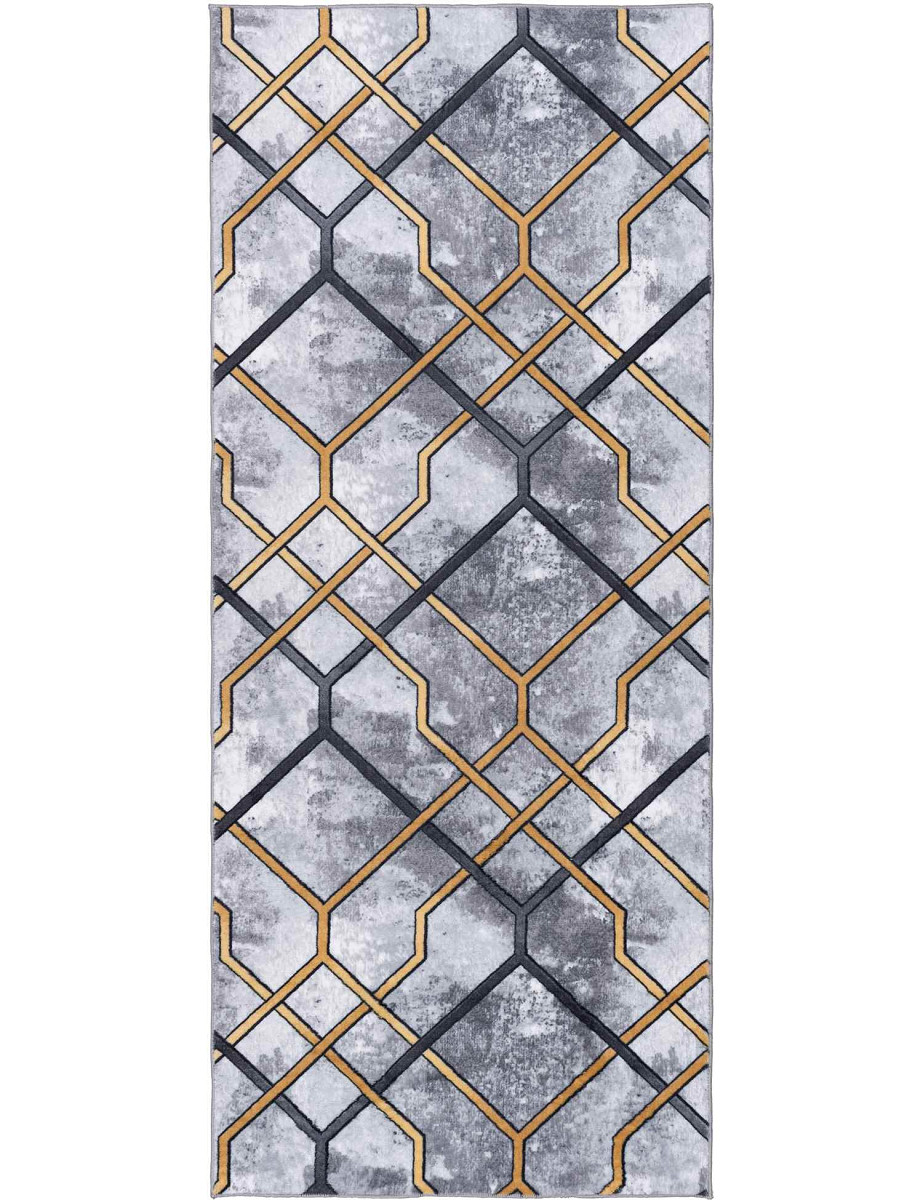 Chodnik Vision geometria szaro-złota Kształt: Prostokątny, Prostokątny: 67×160 cm, Kolor: żółty