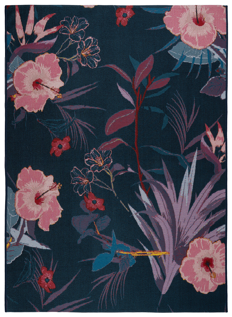 Dywan Jungle kwiaty  Kolor: Czarny, Kształt: Prostokątny, Prostokątny: 120×170 cm