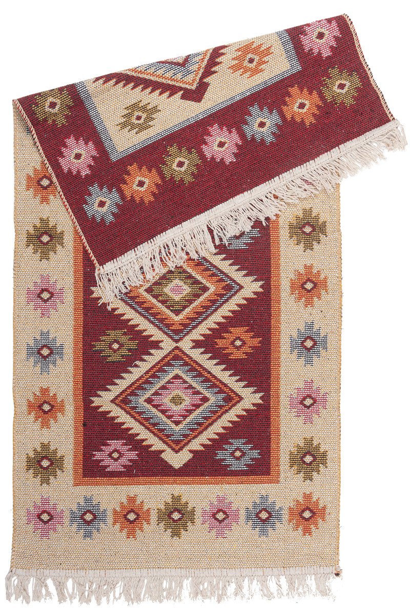 Dywan Kilim romby Kształt: Prostokątny, Prostokątny: 80×150 cm, Kolor: Bordo
