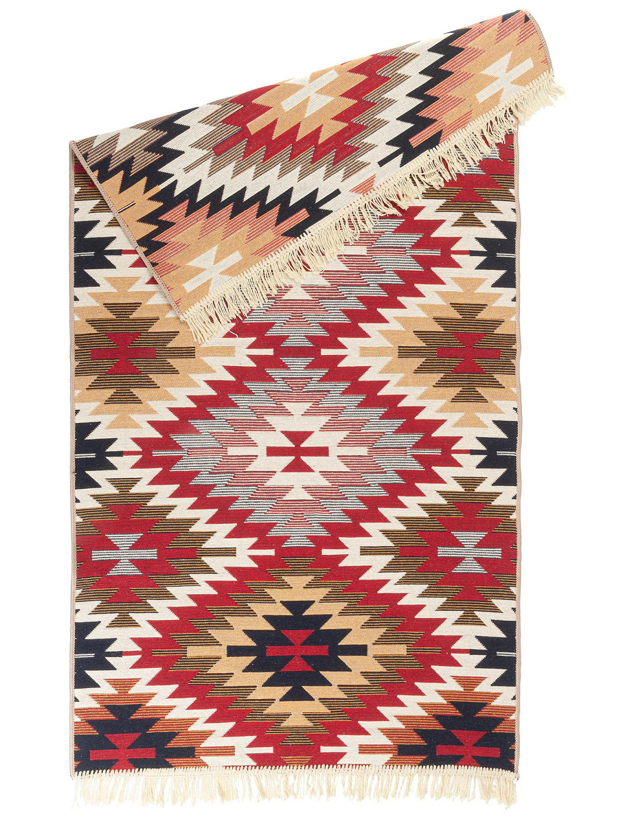 Dywan Kilim Gold aztecki beżowy Kolor: Wielokolorowy, Kształt: Prostokątny, Prostokątny: 80×150 cm