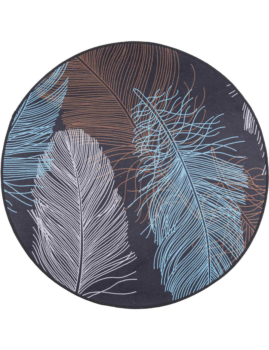 Dywan Print 3D koło pióra Kolor: Wielokolorowy, Kształt: Okrągły, Okrągły: ø80 cm