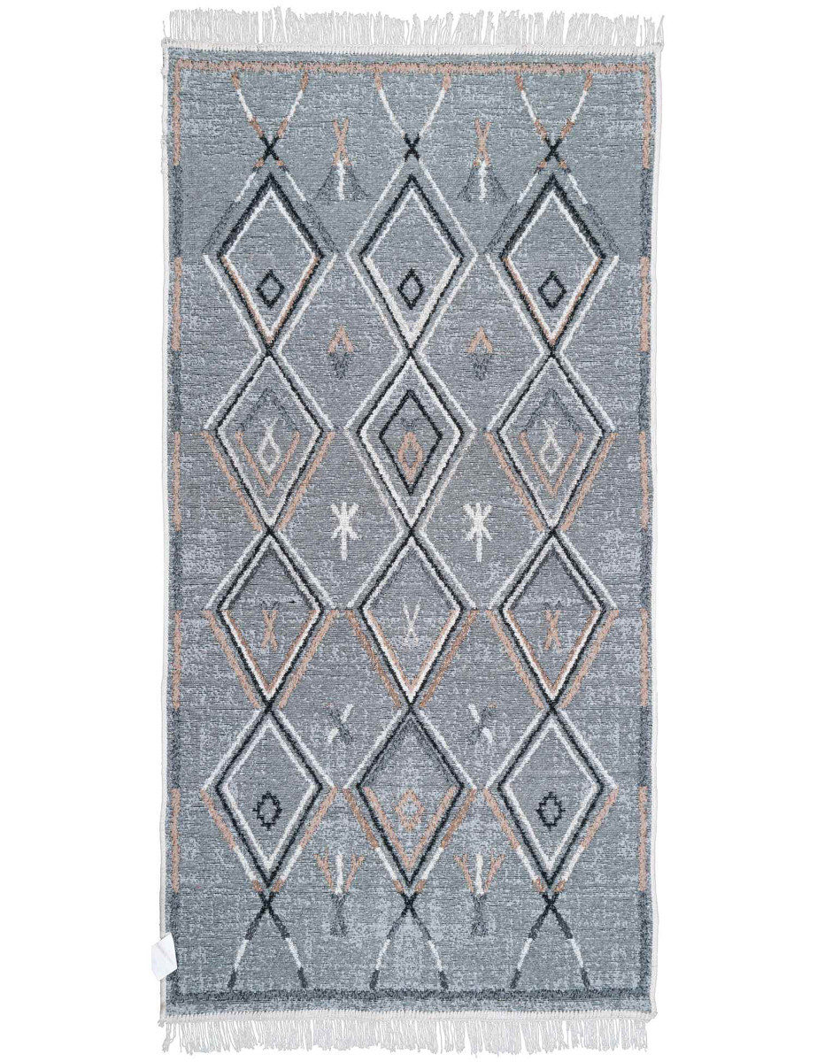 Dywan Kilim Modern etno szary Kolor: Szary, Kształt: Prostokątny, Prostokątny: 80×150 cm