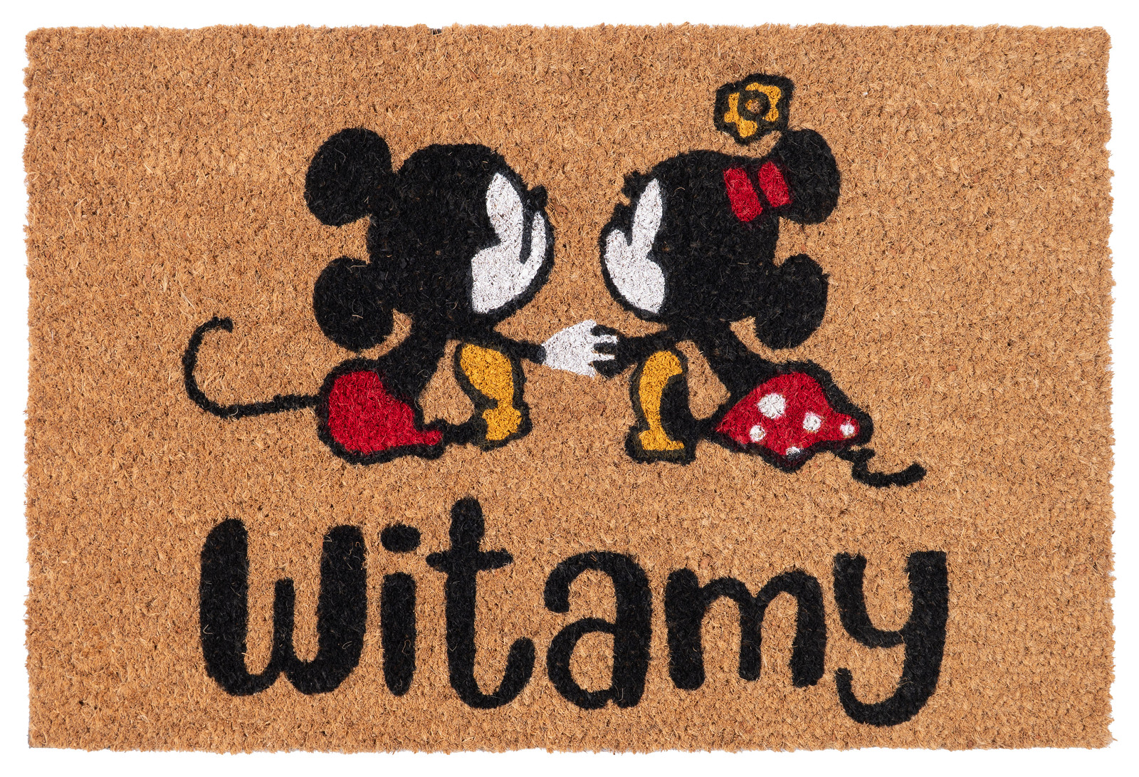 Wycieraczka Kokos Myszka Mickey Kolor: Beżowy, Kształt: Prostokątny, Prostokątny: 40×60 cm