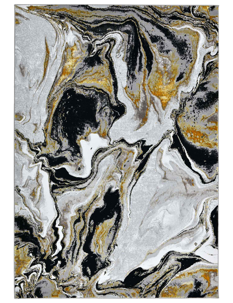 Dywan Grece kamień czarno-srebrno-złoty Kształt: Prostokątny, Prostokątny: 160x230 cm, Kolor: Czarny