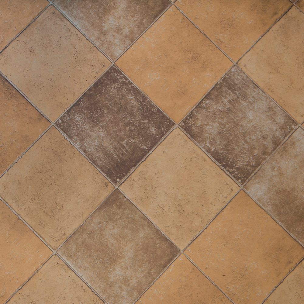 Wykładzina PCV Colorlon/Belalux deseń 0401 kafel brąz Kształt: Prostokątny, Prostokątny: 200 cm, Kolor: Brązowy