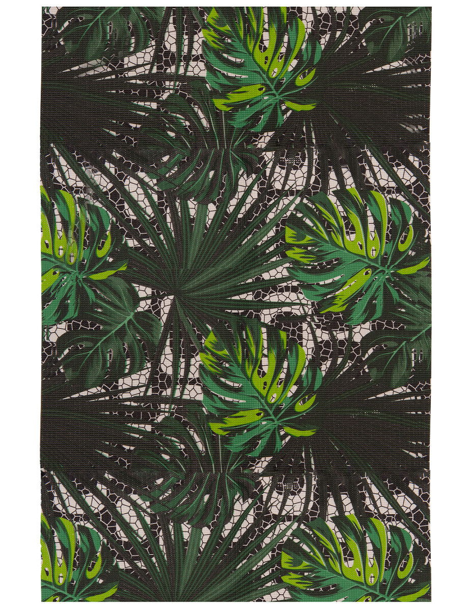 Mata Łazienkowa Premium PCV monstera Kolor: Zielony, Kształt: Prostokątny, Prostokątny: 45×65 cm