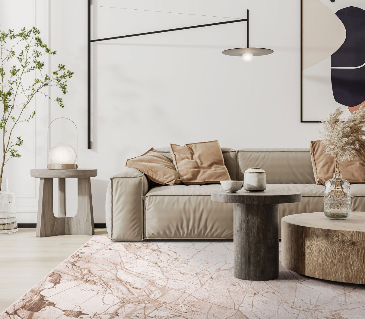 salon nowoczesny w stylu scandi