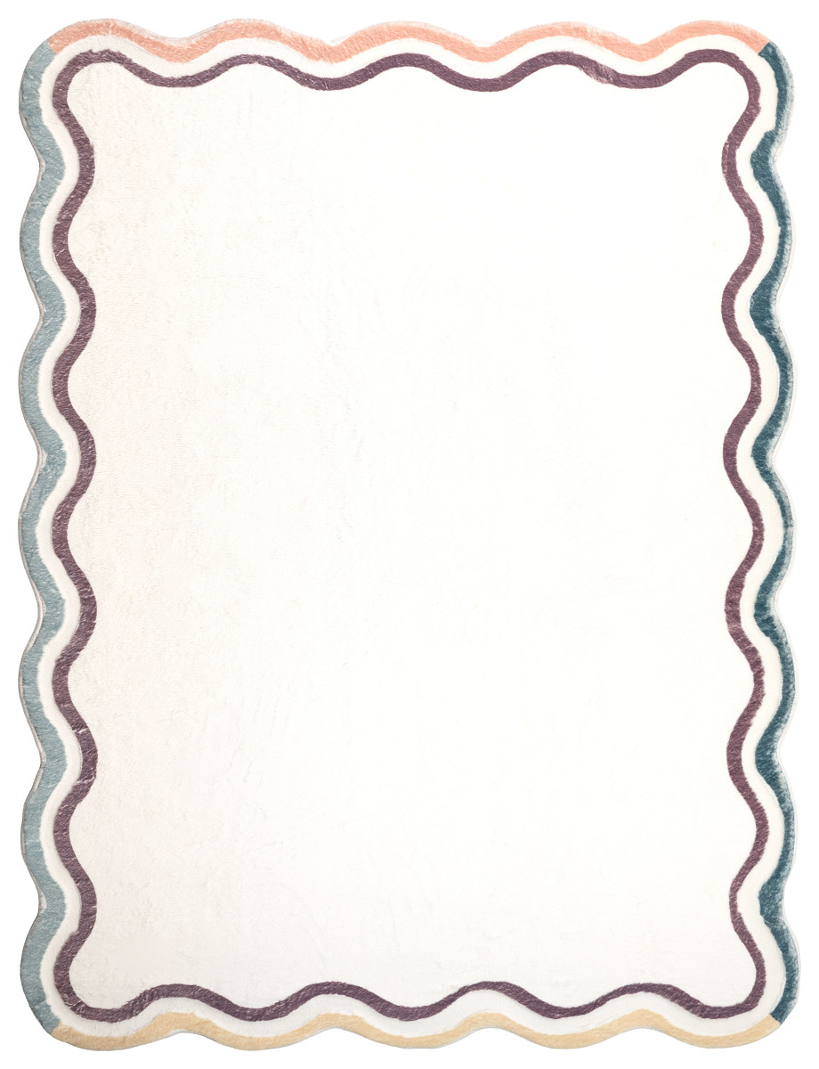 Dywan Rabbit Design II falista ramka Kształt: Prostokątny, Prostokątny: 160x230 cm, Kolor: Ivory